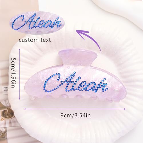 Pinzas para el cabello personalizadas con piedras de cristal para mujer, clip de cabello con letra con diamante, grandes pinzas acrílicas para cabello grueso y fino, regalo para maestras, damas de honor, fiestas y bodas miniatura 4
