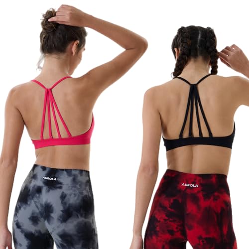 Image of AUROLA Mercury Workout Sports Bras Women Athletic Removable Padded Backless Strapy Minimal Crop Top