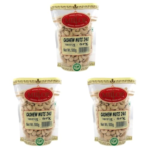 Image of Miltop Big Size Cashew Nuts W240, 500g (Pack of 3)