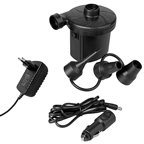 OcioDual Inflador Colchon Hinchable, Bomba para Inflar Piscina, Hinchador Colchon Hinchable, 240V AC y 12V DC Hinchador colchoneta, Inflador Electrico, Bomba de Aire Electrica (240V AC y 12V DC)