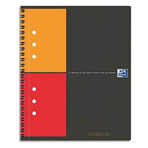 Lot de 5 Cahiers NOTEBOOK spirale, Format 17 x 21 cm (A5+), 160 pages perforées, 80g, quadrillé 5x5 Couverture polypro gris