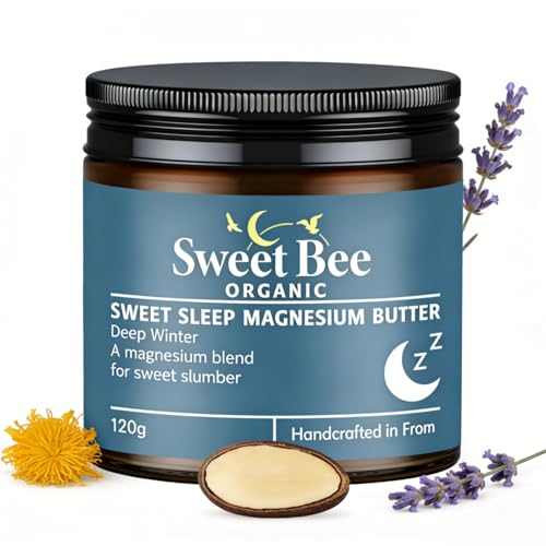 Sweet Bee Organic Sleep Magnesium Butter - Original Lavender Nighttime Magnesium Cream with Shea & Mango Butter Arnica Apply to Legs or Feet Before Bed Skin-Friendly 4.23 oz