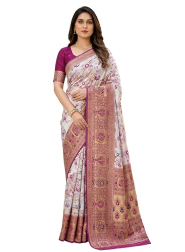 Image of C J Enterprise Women's Kanjivaram Style Soft Silk Saree Heavy Zari Woven Traditional Wedding Saree with Blouse Piece (Morpankh)