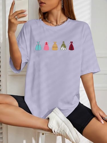 Magical Shirt for Women Embroidered Princess Dress Graphic Oversized T Shirt Women Family Holiday Vacation Tee Tops2