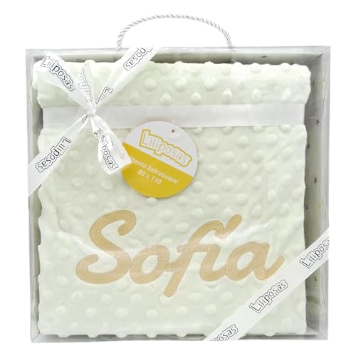 various Manta de Bebe Personalizado con su Nombre Bordado, Manta de copito (Beige)