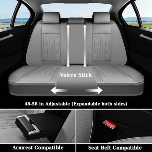 Image of Coverado Car Seat Covers Full Set, Automotive Seat Covers Car Seat Protector Car Seat Cushion, Waterproof Leather Seat Covers for Cars, Universal Fit for Most Sedans SUV Pick-up Truck((Grey)