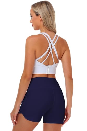 Image of AOBUTE Womens High Waisted Swim Board Shorts UPF 50+ Quick Dry Swim Trunks with Pockets