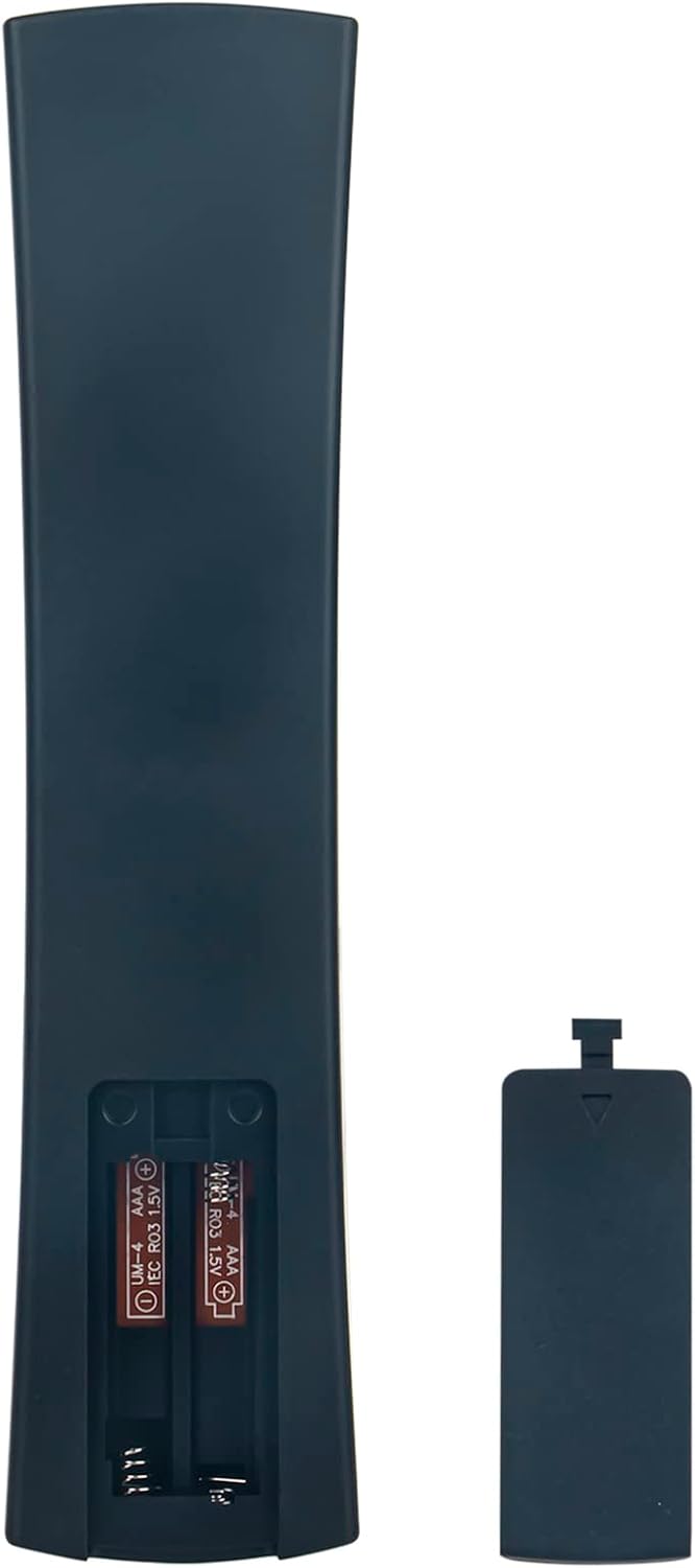 צוריק view of the ALLIMITY RC4390A remote control with the battery cover removed, showing the battery slots.