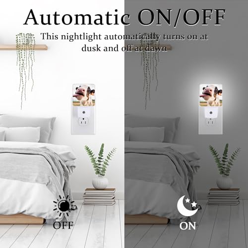 Image of Cute Cow Night Light, Plug-into Wall Farmhouse Animals Nightlight Lamp with Dusk to Dawn Sensor, Led Lamp 0.5W Energy Efficient for Boys Girls Adults Home Decor