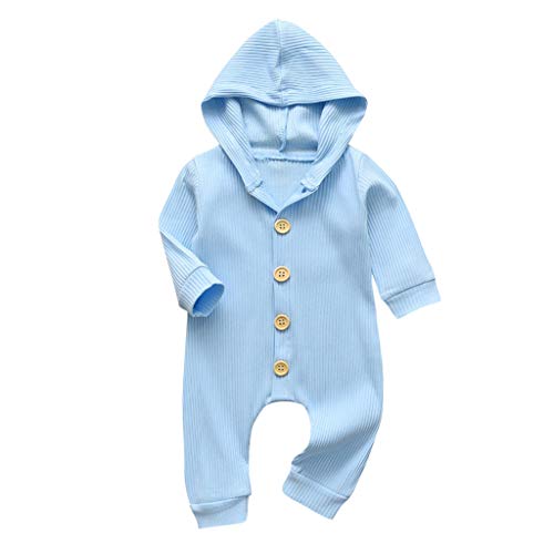 LHWY Mameluco Invierno Peleles para Niños Niñas Bebé Infantíl Transpirable Cómodo Raya Manga Larga Peto Mono Pijama 0-24 Meses (Azul 80)