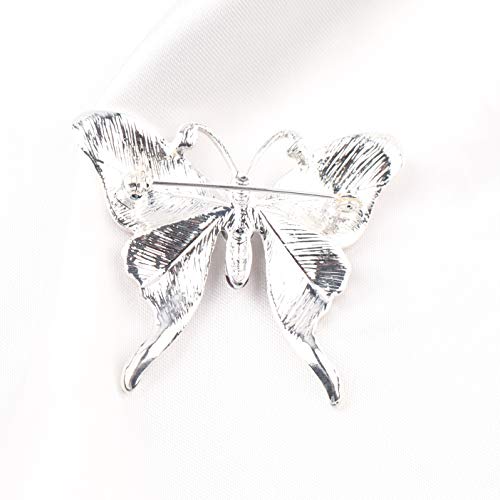 Image of FEELMEM Crystal Rhinestone Butterfly Brooch Pin Blue Color Butterfly Brooches for For Women Wedding /Banquet /Birthday Party