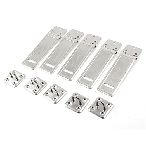 Image of uxcell 5 Set Warehouse Fitting Stainless Steel Padlock Hasp Staple 4.6 inch