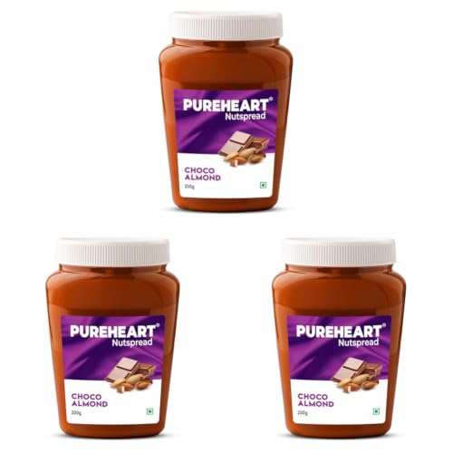 Image of Pureheart Choco Almond Nut Spread (200 gm) Delicious, Smooth and Creamy Snack, Nutty Chocolate Almond Spread for Breakfast (Pack of 3)