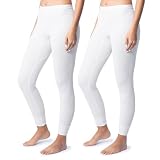 Indera Women's Thermal Underwear Pants, Cozy Waffle Knit Leggings for Unbeatable Warmth, White, Medium, Pack of 2
