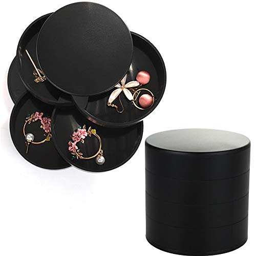 WINCANG Jewelry Organizer BoxJewelry Storage Box for Women Little GirlJewelry Tray Holder Organiser BoxSmall Earring 4-Layer Rotating Jewelry Tray Storage Case for BraceletsRings Necklace