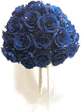 Amazon 青い薔薇50輪の花束アレンジ 枯れない薔薇プリザーブドフラワー 花束ラッピングブーケスタンド付き プリザーブドフラワー オンライン通販
