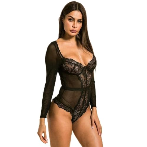 Vêtements de nuit érotiques lingerie sexy dentelle perspective brodée