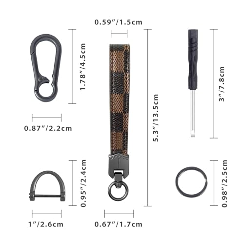 image for OHKYOOT Leather Car Key chain,Carabiner Clip Key Fob Keychain for Home