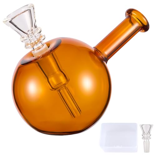 TIMSURE Mini Glass Bong – Handcrafted 6 cm Borosilicate Bong Pipe with 2X 10 mm Cup Bowls and Protective Plastic Box – Portable and Easy to Clean