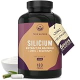 Gélules de Silicium   180 Gélules pour 6 Mois   Hautement Dosées   Avec Zinc & Sélénium   Silicium Organique Hautement Dosé à partir d’Extrait de Bambou Indien   643 mg   Végan   TRUE NATURE