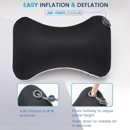 Image of Keemall Inflatable Car Neck Pillow, Soft Headrest Inflatable Car Pillow for Driving Seat with Adjustable Strap, Comfortable Ergonomic Design Neck Support and Breathable Washable Cover