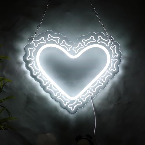 Image of Skeleton Heart Neon Sign for Halloween Party Decor,Halloween Neon Sign Dimmable LED Neon Light Sign for Playroom Light Man Cave Game Room Bar Halloween Gifts