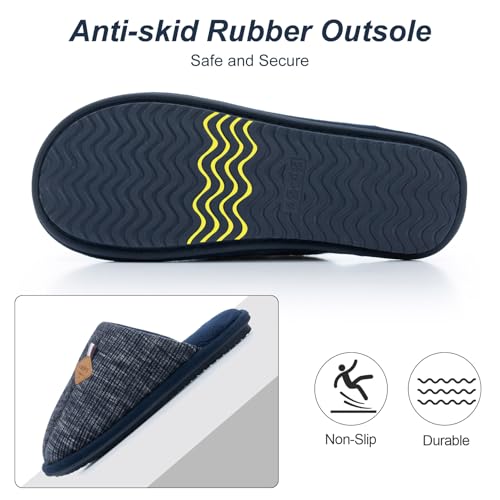 Image of GOEWY Mens Two-Tone House Slippers with Memory Foam Cozy Warm Slip On House Shoes for Indoor Outdoor Gifts for Men Him Dad