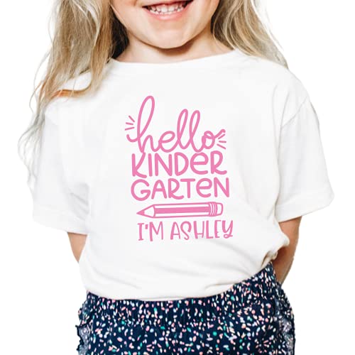 Hello Pre-K Back to School Outfits for Girls, Personalized Kindergarten Shirts for Toddler Girl, Cute First day of School Outfit, Second, Third, Fourth, Fifth Grade Clothes for Kids. PCL SHIRT ONLY2