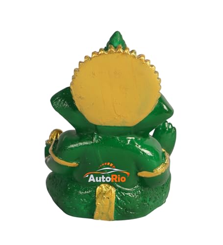 Image of Shri Ganesha Idol for Car Dashboard | Lord Statue for Home, Office & Pooja Room Decor | Spiritual Gift for Housewarming, Festive & Religious Occasions (Green)