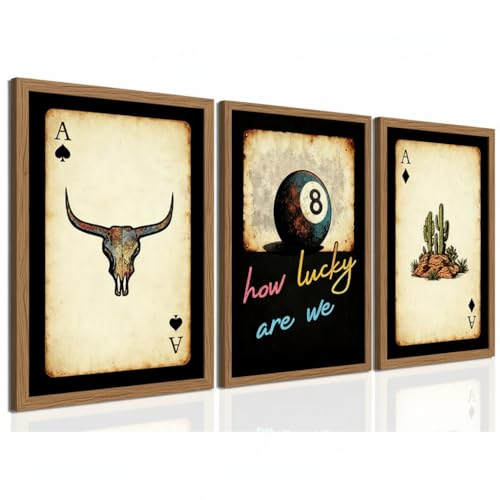 Western Wall Art Set of 3 Southwestern Cowboy Canvas Prints