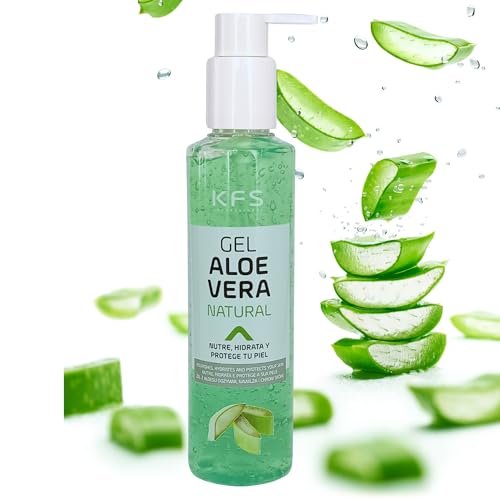 KFS Aloe Vera puro gel natural 200 ml. Absorción inmediata y agradable textura no grasa. Nutre, hidrata, y refresca tu piel. Excelente tras depilación. After sun (200ml, Aloe vera)