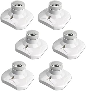 Akynite E27 Screw Light Bulb Socket Holder, E27 Lamp Holder Base, Edison Screw E27 Wall Socket, Ceiling Light Fitting, AC 220-250V, White, 6pcs