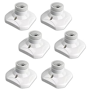 E27 Screw Light Bulb Socket Holder, E27 Lamp Holder Base, Edison Screw ES Wall Socket, Ceiling Light Fitting, AC 220-240V, White, 6pcs