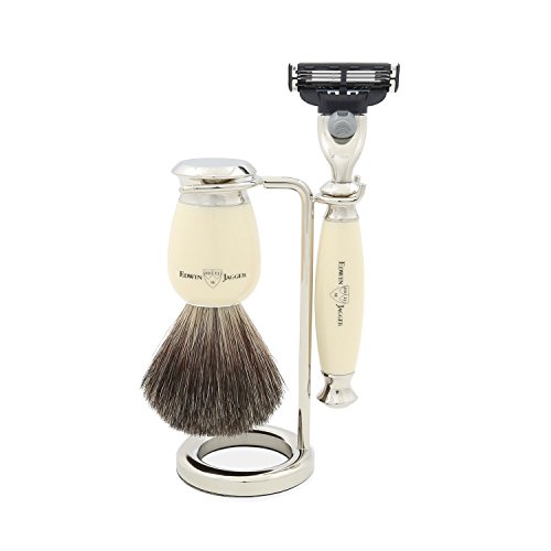 Edwin Jagger Simulated Ivory and Nickel Shaving Set, Cream