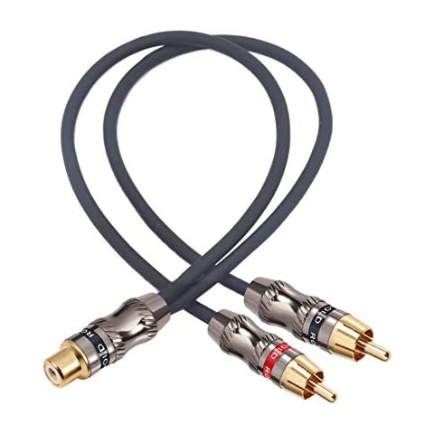 Devinal RCA/Phono Splitter Cable RCA Female to Dual Male Gold Plated Adapter, Stereo Audio Y-Cable Heavy Duty (1 Female to 2 Male) 10" (25 cm) Cover
