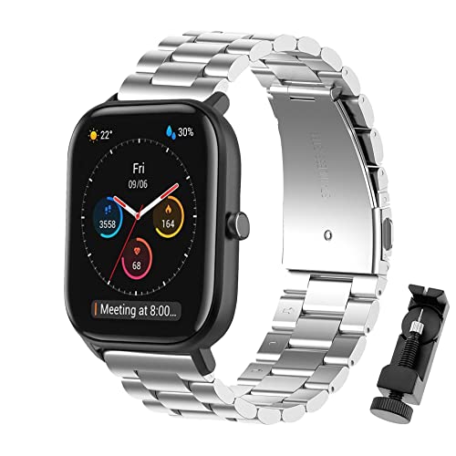 MIJOBS Metal Strap Compatible with Amazfit GTS 3/GTS 2 Mini/GTS 2/ BIP/Bip U PRO