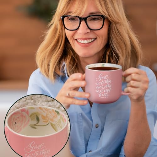 Taza de cerámica 14 oz con versículo bíblico floral miniatura 4