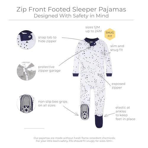 Burt's Bees Baby baby-boys Sleeper Pjs, 100% Organic Cotton, One-piece Footie, Zip Up Jumpsuit, Snug Fit Pajamas