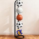 5 Lagiger Ballständer, Ballhalter aus Metall, Vertikale Ballregal, Ball Ständer Herausnehmbare, Ball Aufbewahrung, Ballständer Display Halter, Geeignet für Basketball, Volleyball, Fußball (Schwarz)