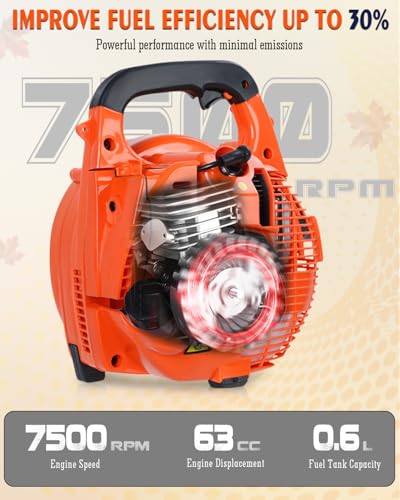 Image of Gas Leaf Blower 26cc, 2-Cycle, Handheld, Orange
