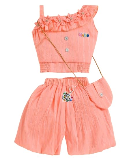 STYLO DRESSES Trandy Girls' Ruffle Top Shorts Set