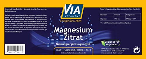 Magnesiumcitrat-Kapseln von Via Vitamine im Vergleich