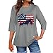 Women's 3/4 Sleeve Patriotic Flag Printed Tops America 250 250th Anniversary USA Shirts Round Neck Casual Blouse
