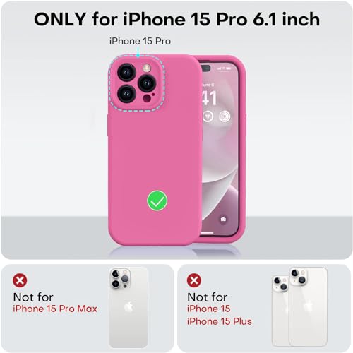 Vooii Compatible with iPhone 15 Pro Case, Upgrade Defender Liquid Silicone, [Enhanced Camera Protection] [Soft Anti-Scratch Microfiber Lining] Shockproof Phone Case iPhone 15 Pro 6.1 inch - Pitaya by Vooii - Used condition - Image 5
