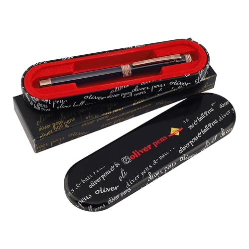 Image of Oliver Thar Roxx Matte & Shine Fountain Pen - Glossy Black /Coffee Trims, Full Brass Body, 0.6mm Cardinal Refill, Gift T Box