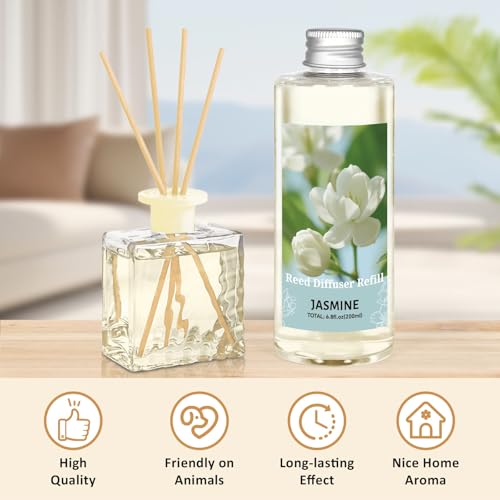 STRN Reed Diffuser Oil Refill, Jasmine Fragrance Oil for Diffuser Refill 200ml, Long-Lasting for Home, Living Room, Bedroom, Spa, 6.8 fl oz — view 3