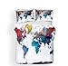 Produktbild helengili Fashion World Map Muster Serie 3D Bettwäsche-Set, Bedruckt, lebensechte Bettlaken #2, 100% Polyester, 9, King Size