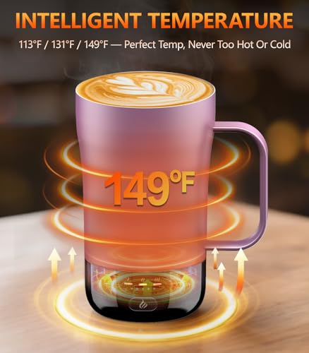 Image of Self-Heating Coffee Mug, 14oz Heated Coffee Mug - Rechargeable Temperature Control Coffee Mug Keep Coffee Hot, Smart Mug Great Gift for Coffee Lovers & Slow Sippers