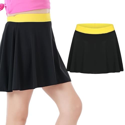 Image of Girls' 2-in-1 Flowy Butterfly Shorts with Pockets - Athletic Dance & Running Shorts Yellow Vaist for Ages 10-11