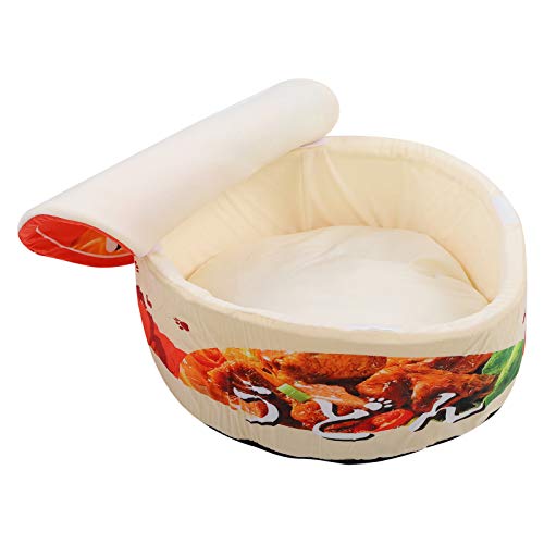 Macarrão Tigela Cama Pet, Tridimensional Copo Quente Noodles Udon Pet House com Tampa, Antiderrapant